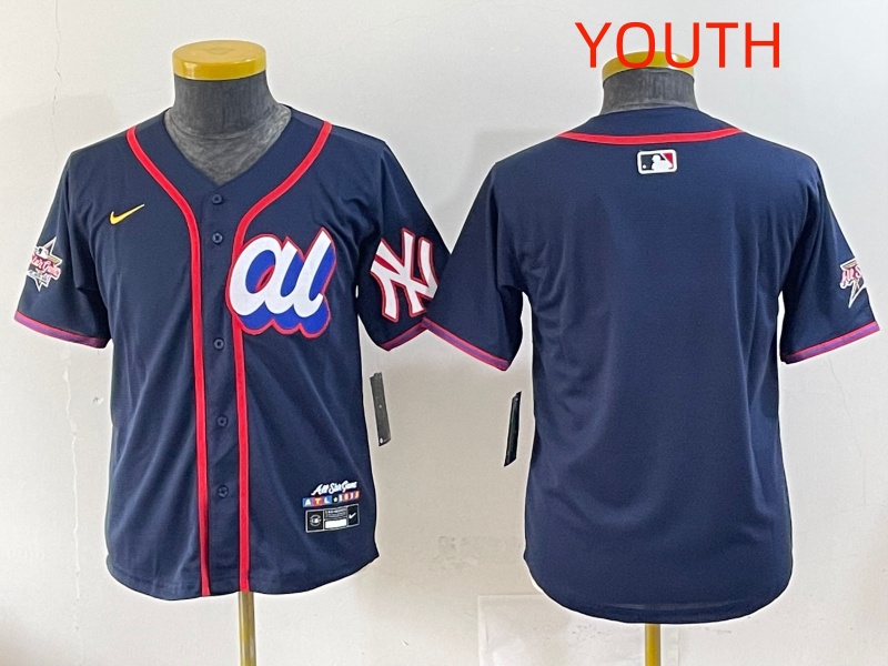 Youth 2025 New York Yankees Blank Drak Blue All star Blank Blue Nike MLB Jersey style 5->youth mlb jersey->Youth Jersey